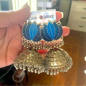Lotus blue Jhumka earrings